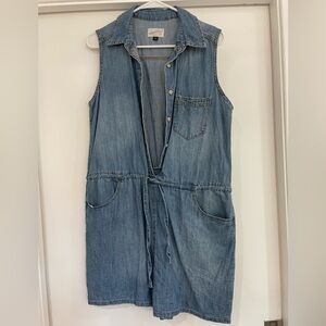Sleeveless Denim one piece shorts with Pockets